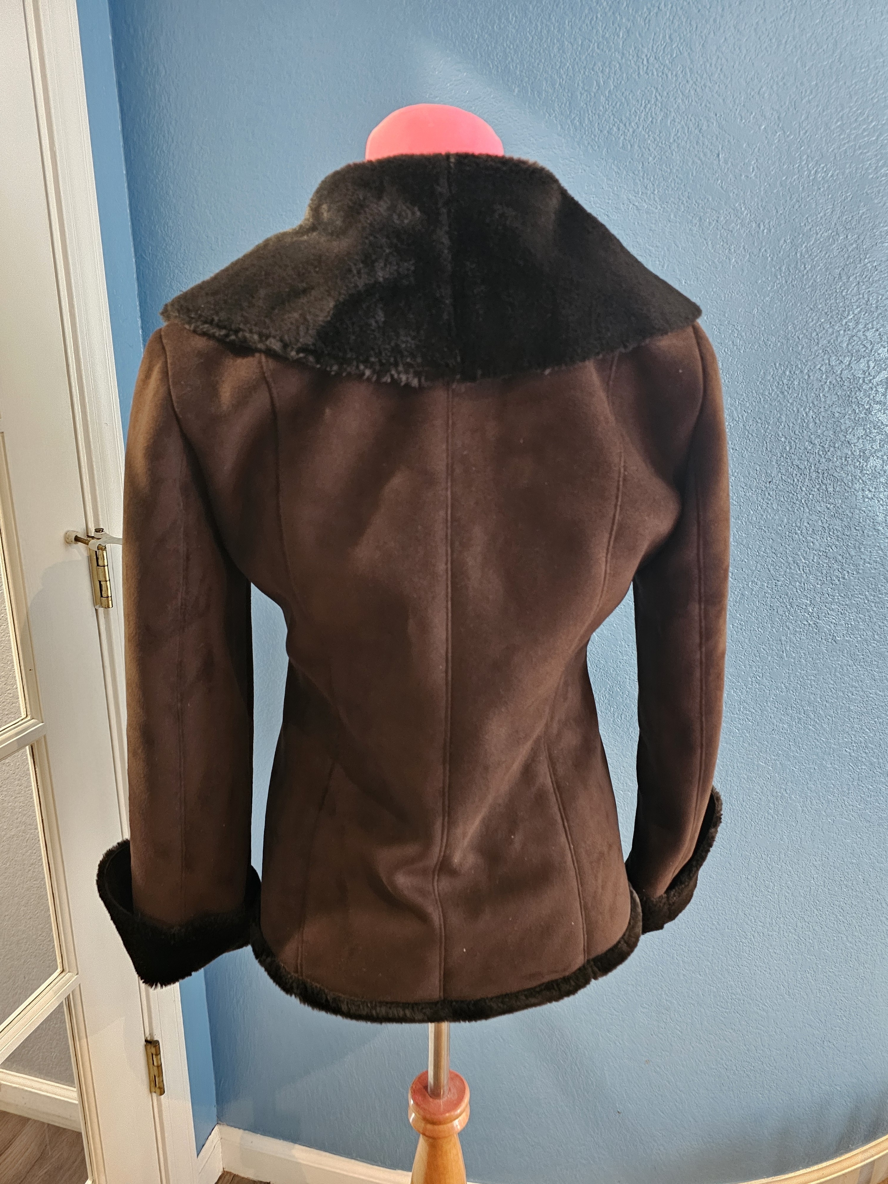 Calvin Klein Brown Faux-Suede Shearling-Trim Jacket — image 6 of 6